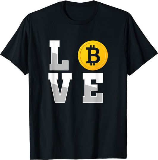 Discover T-shirt para Homem e Mulher Amor de Bitcoin Criptomoeda
