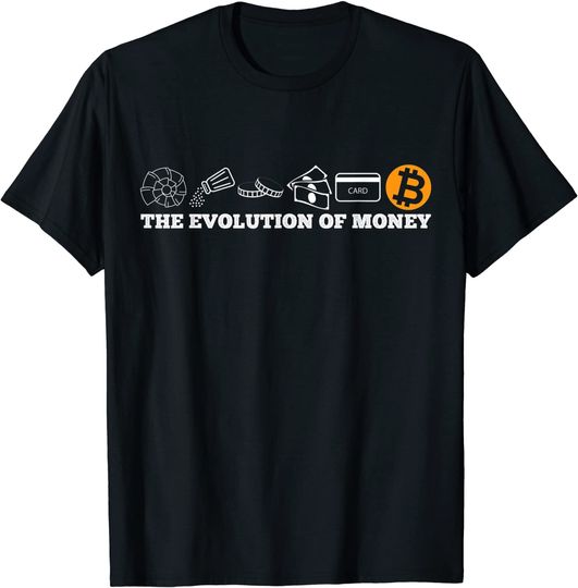 Discover T-shirt para Homem e Mulher Evolução de Dinheiro Crriptomoeda