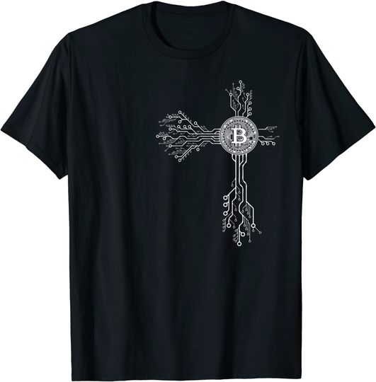 Discover T-shirt para Homem e Mulher com Estampa de Bitcoin Crypto