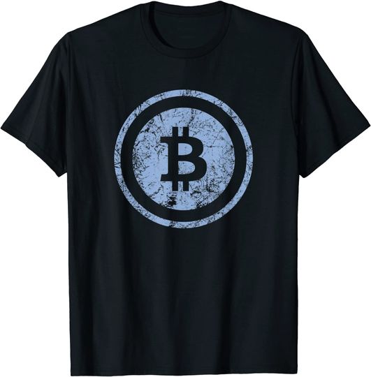 Discover T-shirt para Homem e Mulher com Impressão de Logo de Bitcoin