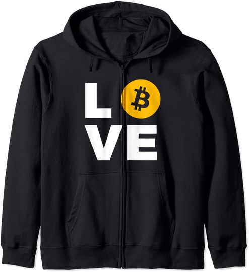 Discover Hoodie com Fecho-éclair Unissexo Amor de Bitcoin Criptomoeda