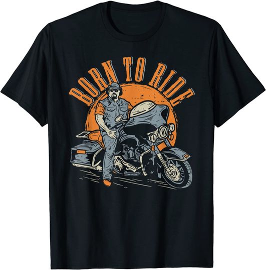Discover T-shirt Unissexo Manga Curta Motocicleta Born To Ride