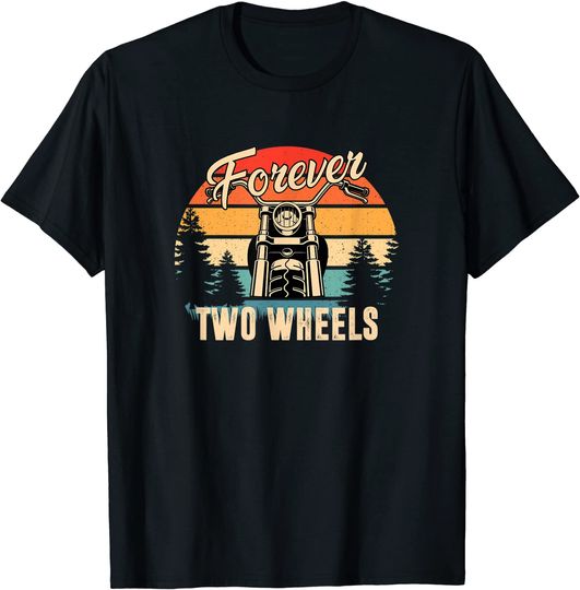 Discover T-shirt Unissexo Manga Curta Motociclista Forever Two Wheels