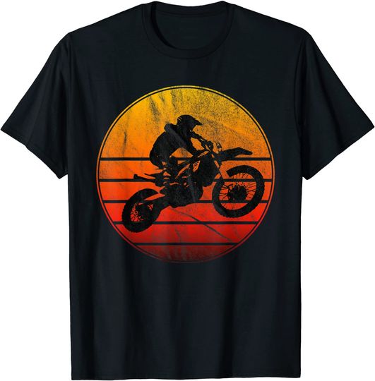Discover T-shirt Unissexo Manga Curta Motociclista No Pôr do Sol