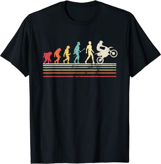 Discover T-shirt Unissexo Manga Curta Evolução de Motociclista Colorida