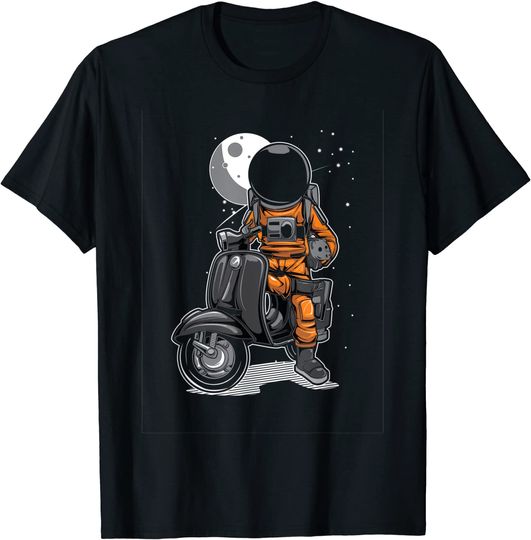 Discover T-shirt Unissexo Manga Curta Astronauta E Scooter