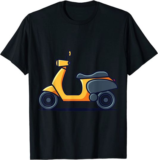 Discover T-shirt Unissexo Manga Curta Vintage Scooter Amarelo