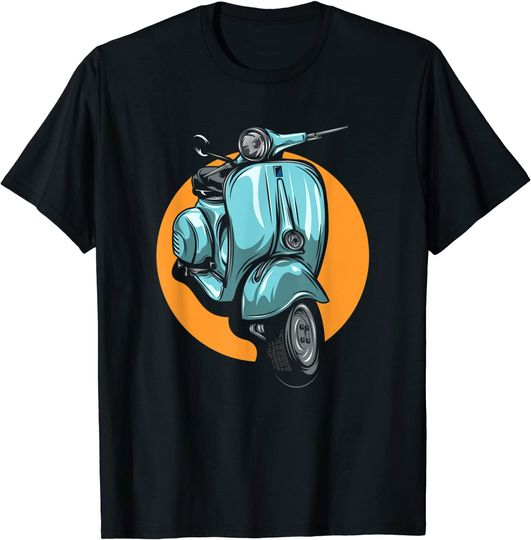 T-shirt Unissexo Manga Curta Presentes Scooter Azul