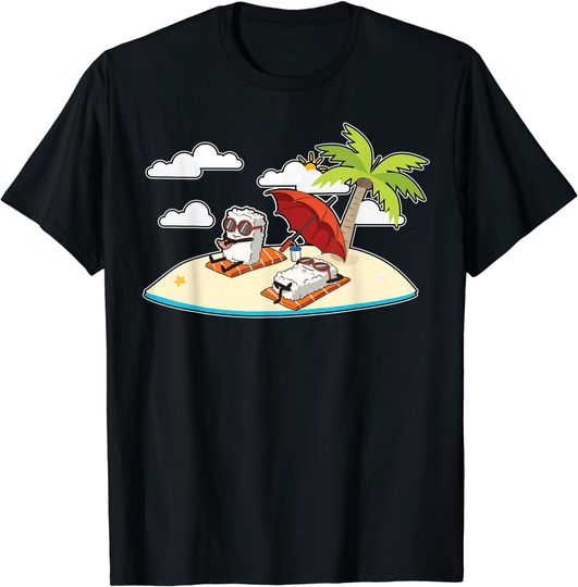 Discover T-shirt para Homem e Mulher Sushi na Ilha no Verão