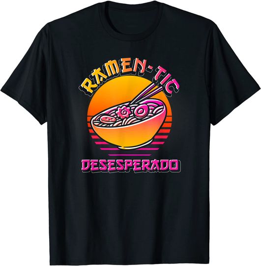 Discover T-shirt para Homem e Mulher Retro Ramen Desesperado