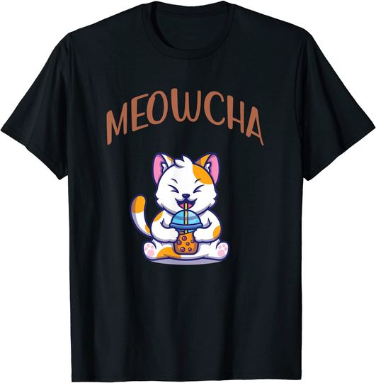 Discover T-shirt para Homem e Mulher Café de Gato Meowcha Mocha Chocolate