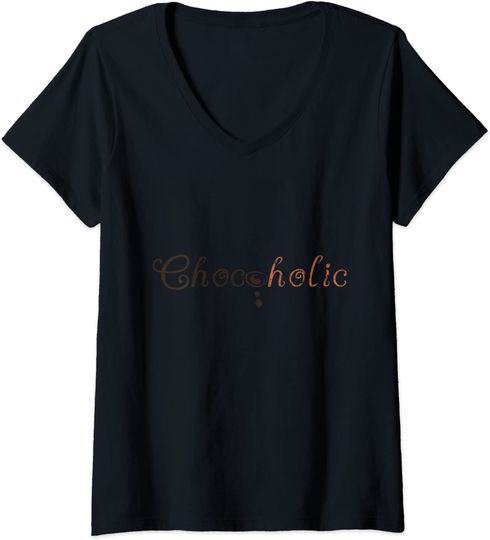 Discover T-shirt para Mulher Chocoholic para Amantes de Chocolate Decote em V