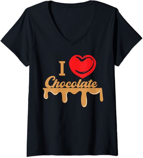 Discover T-shirt para Mulher Amor de Chocolate Decote em V