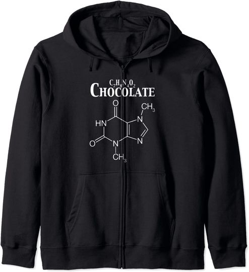 Discover Hoodie com Fecho-éclair Unissexo Fórmula Química do Chocolate