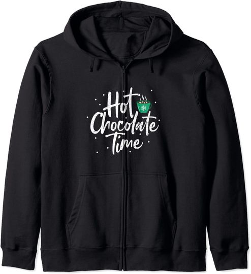 Discover Hoodie com Fecho-éclair Unissexo Hot Chocolate Time
