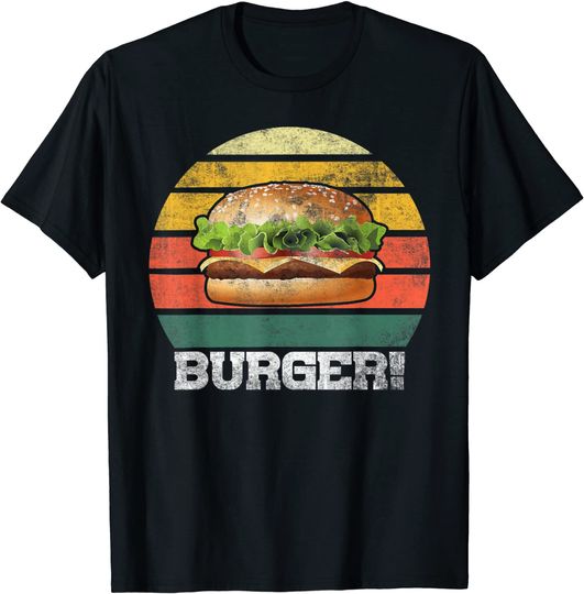 Discover T-shirt para Homem e Mulher com Cheeseburger Retro Vintage