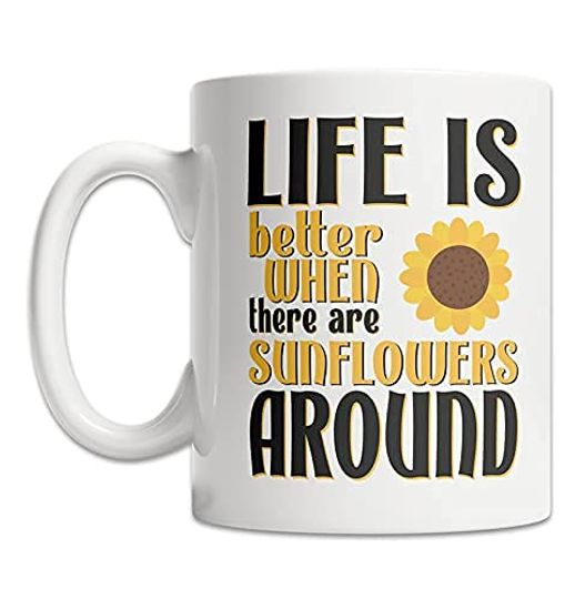 Caneca de Cerâmica Clássica Life Is Better When There Are Sunflowers Around
