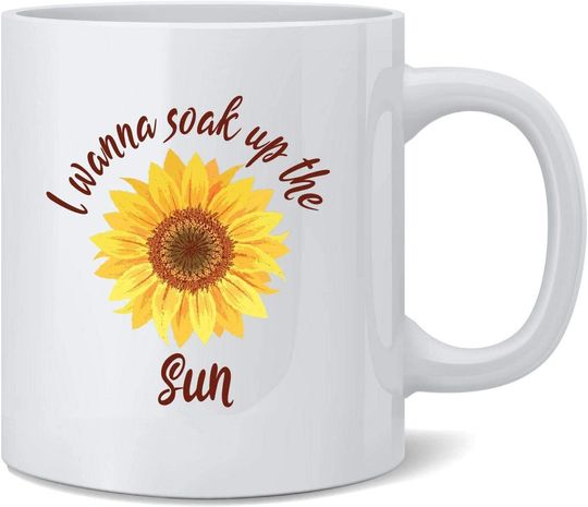 Discover Caneca de Cerâmica Clássica Girassol I Wanna Soak Up The Sun