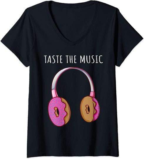 Discover T-shirt para Mulher Taste The Music Decote em V
