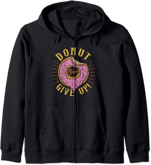 Discover Hoodie com Fecho-éclair Unissexo Donut Never Giver Up