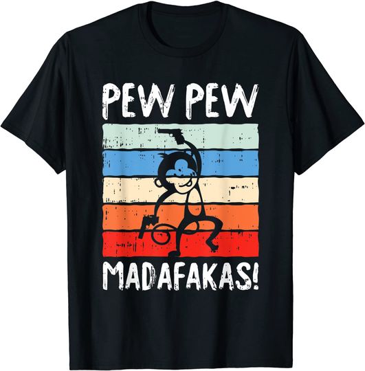 Discover T-shirt para Homem e Mulher Pew Madafakas Macaco Divertido