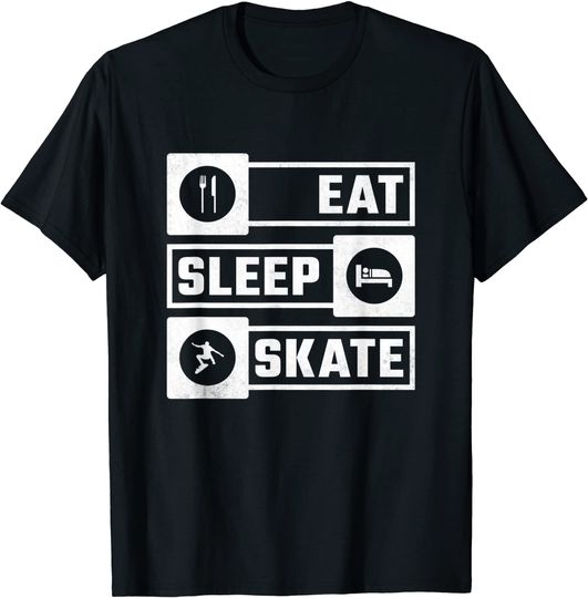 Discover T-shirt Unissexo Manga Curta Eat Sleep Skate