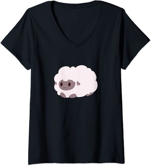 Discover T-shirt para Mulher com Estampa de Ovelha Decote em V