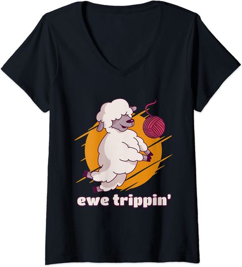 Discover T-shirt para Mulher Quinta de Ovelhas Ewe Trippin Decote em V