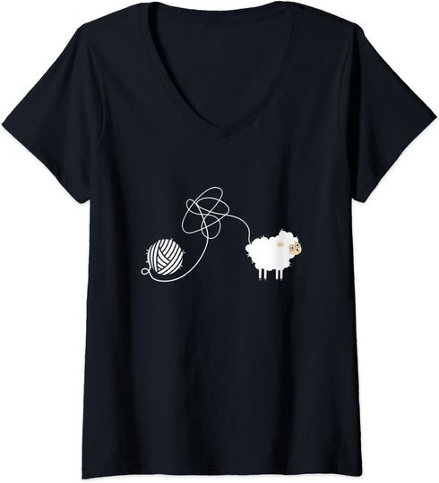 Discover T-shirt para Mulher Ovelha e Lã Decote em V