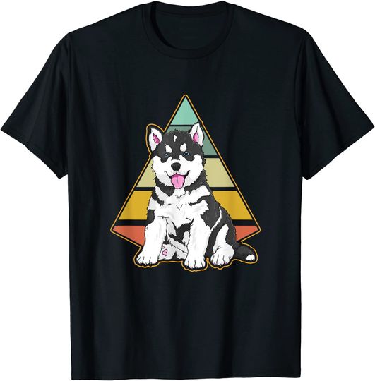 Discover T-shirt para Homem e Mulher Vintage Cão Husky