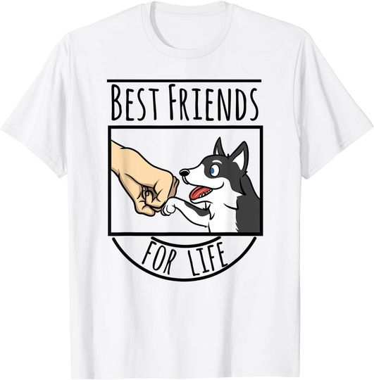 T-shirt para Homem e Mulher Husky Siberiano Best Friends For Life