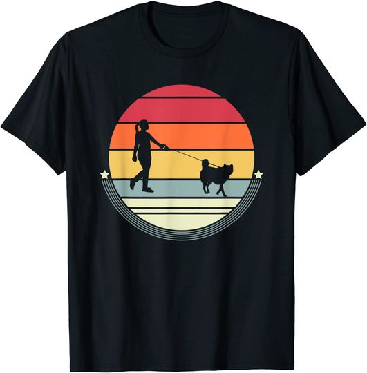 T-shirt para Homem e Mulher Retro Vintage com Cão Husky
