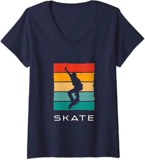 Discover T-shirt de Mulher com Decote Em V Skate
