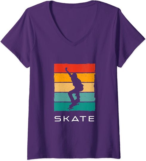 Discover T-shirt de Mulher com Decote Em V Skate