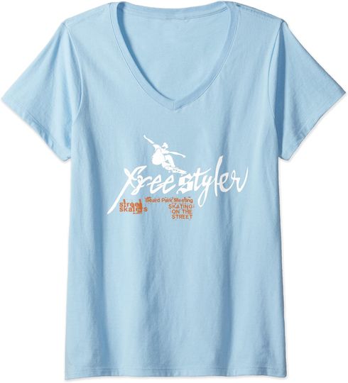 Discover T-shirt de Mulher com Decote Em V Esqueite Free Styler