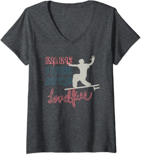 Discover T-shirt de Mulher com Decote Em V Love Skate