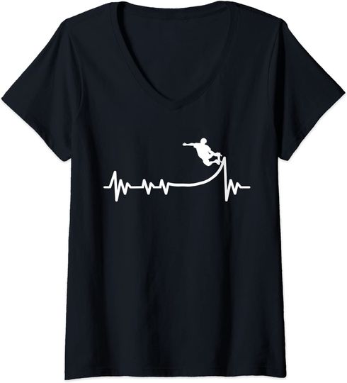 T-shirt de Mulher com Decote Em V Adoro Esqueite