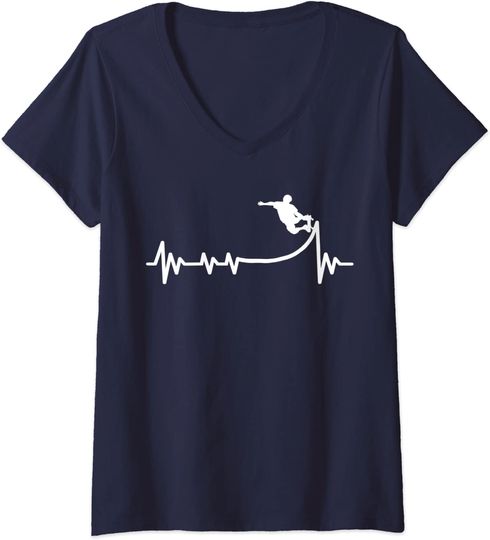 Discover T-shirt de Mulher com Decote Em V Adoro Esqueite