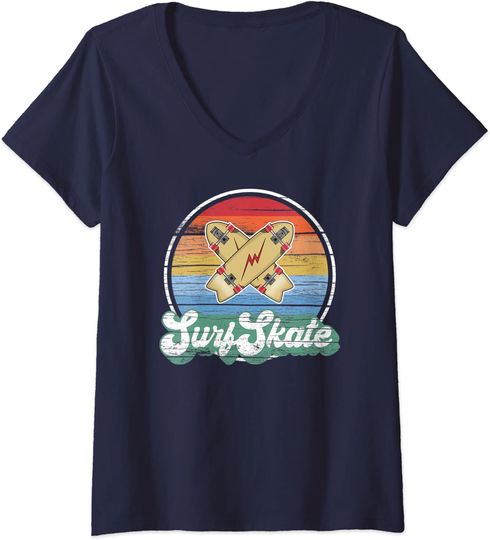 Discover T-shirt de Mulher com Decote Em V Vintage Surfskate