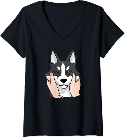 Discover T-shirt para Mulher com Amor de Husky Decote em V