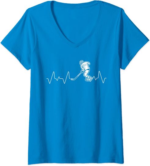 Discover T-shirt de Mulher com Decote Em V Presente Perfeito para Amantes de Hóquei