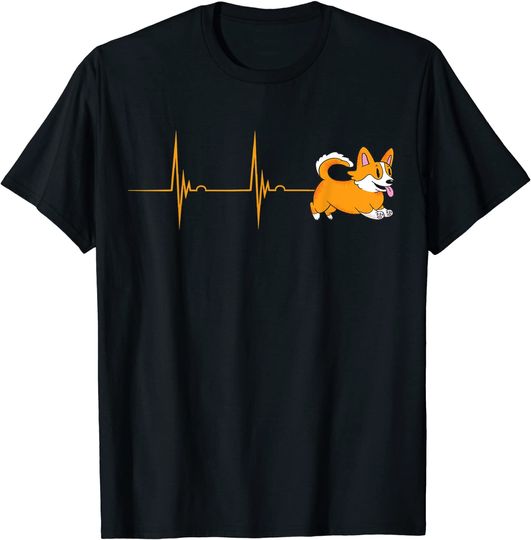 Discover T-shirt para Homem e Mulher Batimento de Coração com Corgi