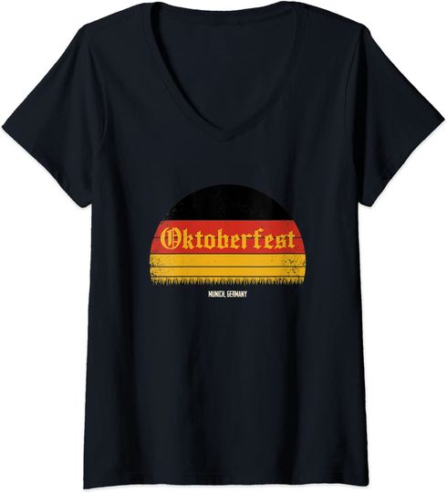 Discover T-shirt para Mulher Vintage Festa Oktoberfest Decote em V