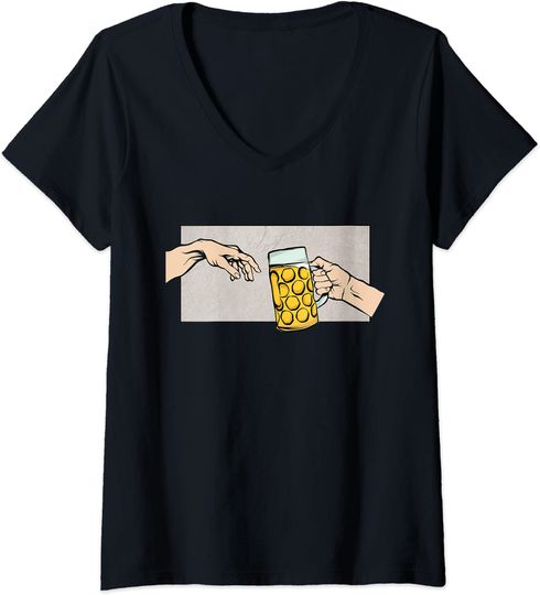 Discover T-shirt para Mulher Bebedores de Cerveja Decote em V
