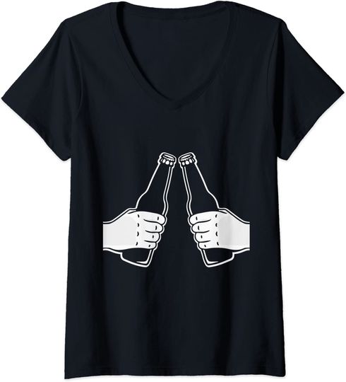 Discover T-shirt para Mulher com Cervejas Decote em V