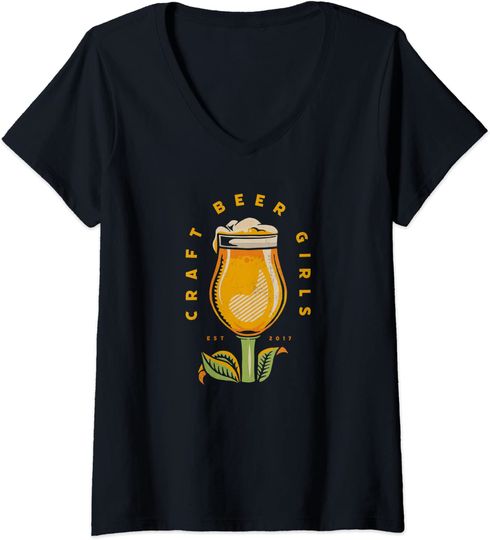 Discover T-shirt para Mulher Tulip Glass Craft Beer Decote em V