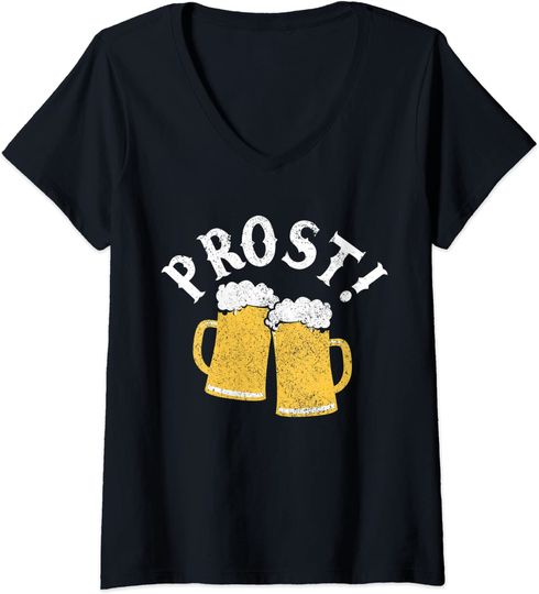 Discover T-shirt para Mulher Vintage Oktoberfest Prost Decote em V