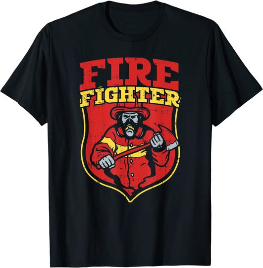 Discover T-shirt Unissexo Manga Curta com Distintivo de Bombeiro FireFighter