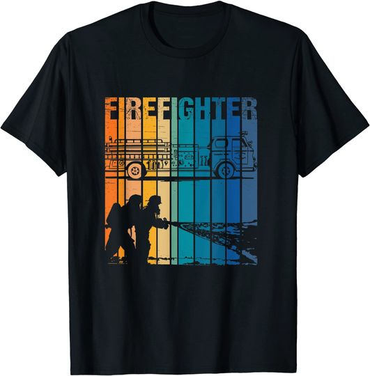 Discover T-shirt Unissexo Manga Curta Vintage Firefighter