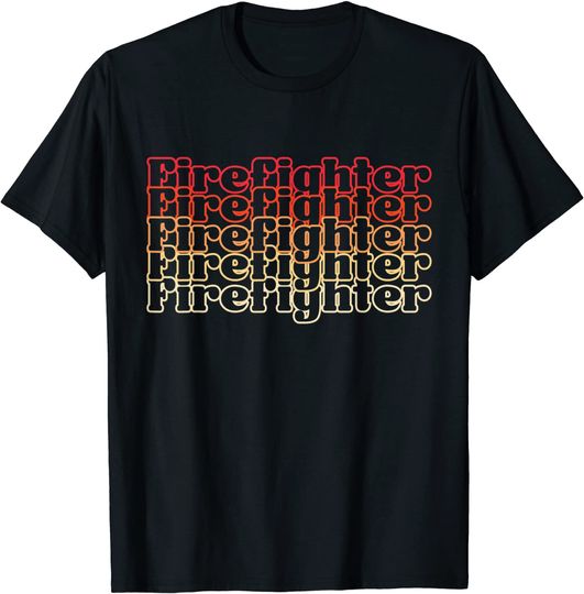 T-shirt Unissexo Manga Curta com Letras Firefighter